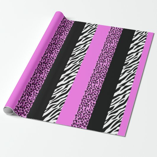 Leopardrucke, Zebra Print, Tierdruck, Rosa Geschenkpapier (Ungerollt)