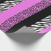 Leopardrucke, Zebra Print, Tierdruck, Rosa Geschenkpapier (Ecke)