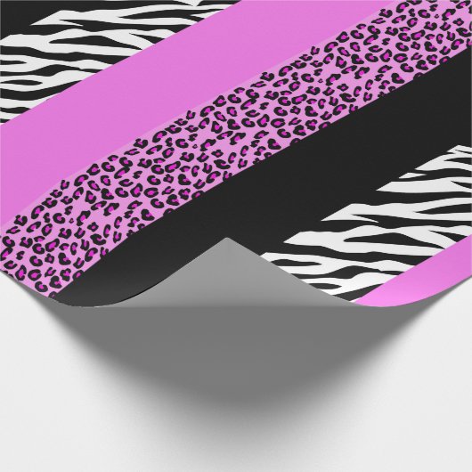 Leopardrucke, Zebra Print, Tierdruck, Rosa Geschenkpapier (Ecke)