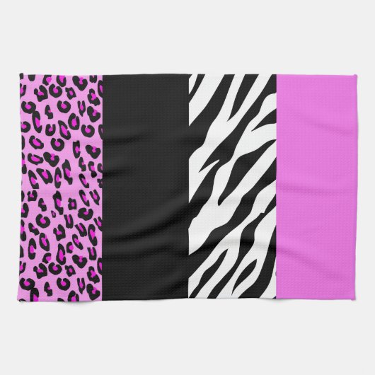 Leopardrucke, Zebra Print, Tierdruck, Rosa Geschirrtuch (Horizontal)