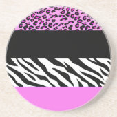 Leopardrucke, Zebra Print, Tierdruck, Rosa Getränkeuntersetzer (Vorne)