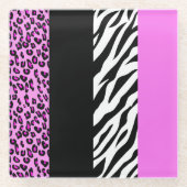 Leopardrucke, Zebra Print, Tierdruck, Rosa Glasuntersetzer (Vorderseite)