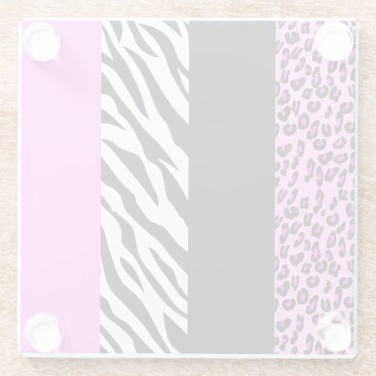 Leopardrucke, Zebra Print, Tierdruck, Rosa Glasuntersetzer (Rückseite)