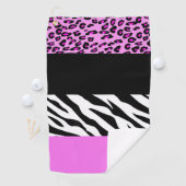 Leopardrucke, Zebra Print, Tierdruck, Rosa Golfhandtuch (Insitu)