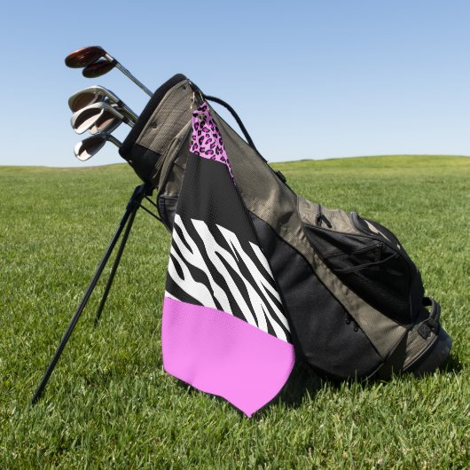 Leopardrucke, Zebra Print, Tierdruck, Rosa Golfhandtuch (Gras)