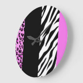 Leopardrucke, Zebra Print, Tierdruck, Rosa Große Wanduhr (Winkel)