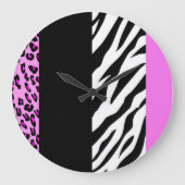 Leopardrucke, Zebra Print, Tierdruck, Rosa Große Wanduhr (Vorderseite)