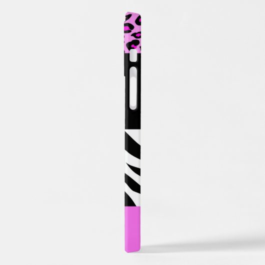 Leopardrucke, Zebra Print, Tierdruck, Rosa iPhone Hülle (Linke Seite)