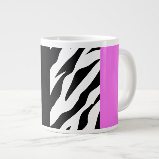 Leopardrucke, Zebra Print, Tierdruck, Rosa Jumbo-Tasse (Vorderseite Rechts)