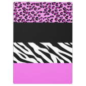 Leopardrucke, Zebra Print, Tierdruck, Rosa Klemmbrett (Rückseite)