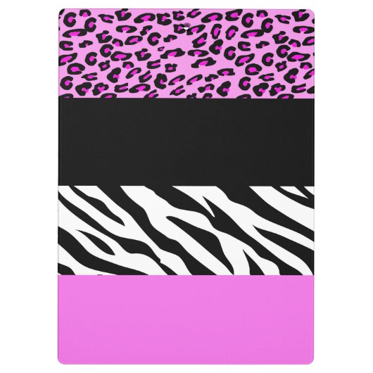 Leopardrucke, Zebra Print, Tierdruck, Rosa Klemmbrett (Rückseite)