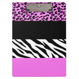 Leopardrucke, Zebra Print, Tierdruck, Rosa Klemmbrett