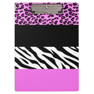 Leopardrucke, Zebra Print, Tierdruck, Rosa Klemmbrett