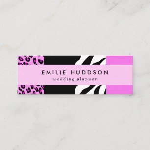 Leopardrucke, Zebra Print, Tierdruck, Rosa Mini Visitenkarte