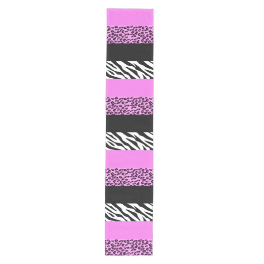 Leopardrucke, Zebra Print, Tierdruck, Rosa Mittelgroßer Tischläufer (Vorderseite)