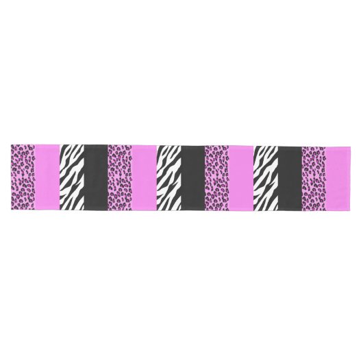 Leopardrucke, Zebra Print, Tierdruck, Rosa Mittelgroßer Tischläufer (Horizontal)