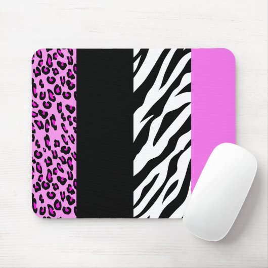 Leopardrucke, Zebra Print, Tierdruck, Rosa Mousepad (Mit Mouse)