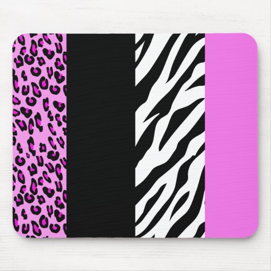Leopardrucke, Zebra Print, Tierdruck, Rosa Mousepad (Vorne)