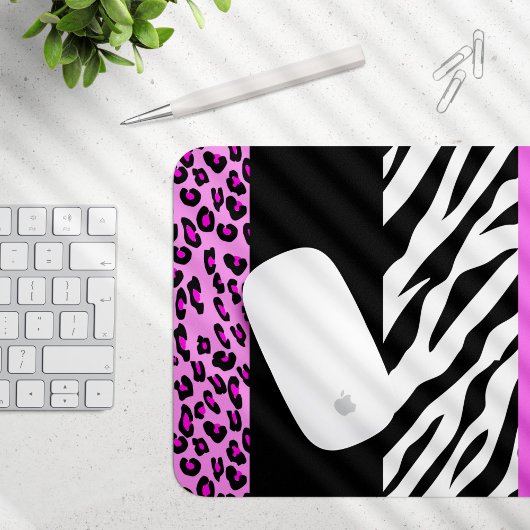 Leopardrucke, Zebra Print, Tierdruck, Rosa Mousepad