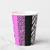 Leopardrucke, Zebra Print, Tierdruck, Rosa Pappbecher (Links)
