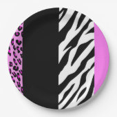 Leopardrucke, Zebra Print, Tierdruck, Rosa Pappteller (Vorderseite)