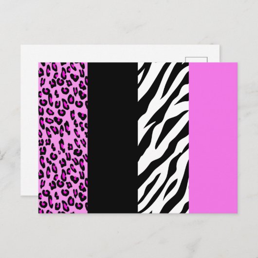 Leopardrucke, Zebra Print, Tierdruck, Rosa Postkarte (Vorne/Hinten)