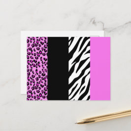 Leopardrucke, Zebra Print, Tierdruck, Rosa Postkarte