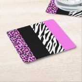 Leopardrucke, Zebra Print, Tierdruck, Rosa Rechteckiger Pappuntersetzer (angewinkelt)