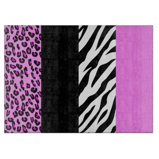 Leopardrucke, Zebra Print, Tierdruck, Rosa Schneidebrett (Vorderseite)
