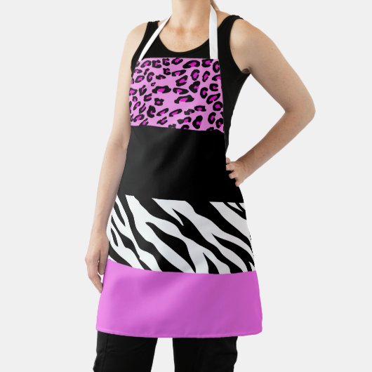 Leopardrucke, Zebra Print, Tierdruck, Rosa Schürze (InSitu)