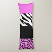 Leopardrucke, Zebra Print, Tierdruck, Rosa Seitenschläferkissen (Rückseite (Vertikal))