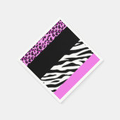 Leopardrucke, Zebra Print, Tierdruck, Rosa Serviette (Ecke)
