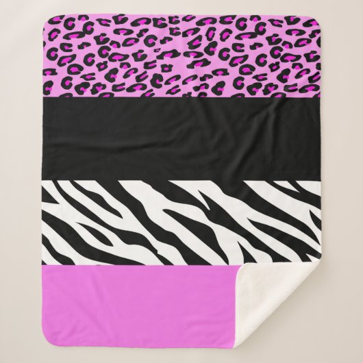 Leopardrucke, Zebra Print, Tierdruck, Rosa Sherpadecke (Vorderseite)