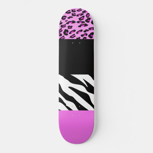 Leopardrucke, Zebra Print, Tierdruck, Rosa Skateboard (Vorderseite)