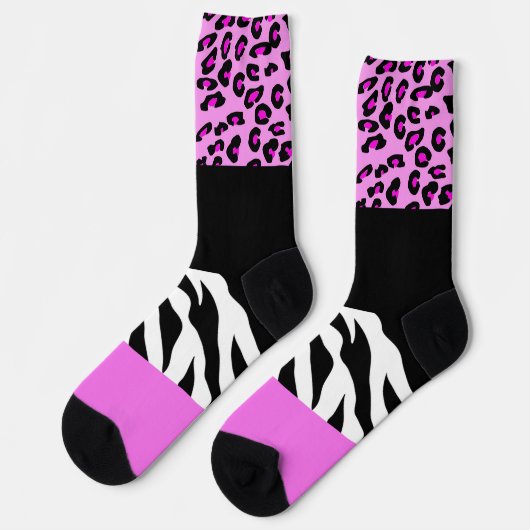 Leopardrucke, Zebra Print, Tierdruck, Rosa Socken (Linkes Detail)