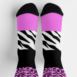 Leopardrucke, Zebra Print, Tierdruck, Rosa Socken