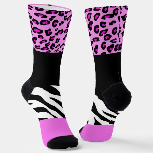 Leopardrucke, Zebra Print, Tierdruck, Rosa Socken (Gewinkelt)