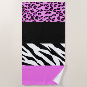 Leopardrucke, Zebra Print, Tierdruck, Rosa Strandtuch