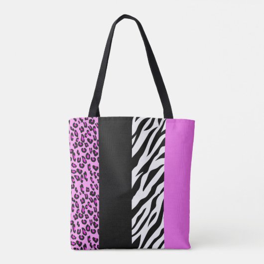 Leopardrucke, Zebra Print, Tierdruck, Rosa Tasche (Rückseite)