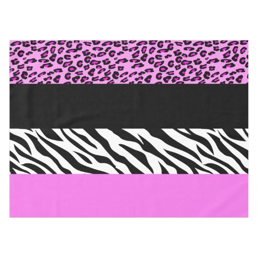 Leopardrucke, Zebra Print, Tierdruck, Rosa Tischdecke (Vorderseite (Horizontal))