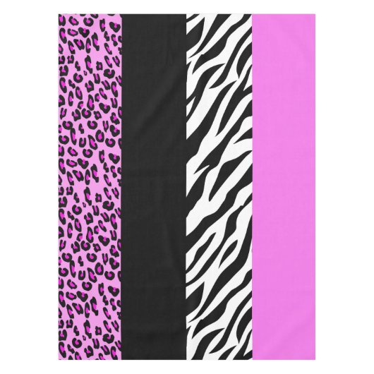 Leopardrucke, Zebra Print, Tierdruck, Rosa Tischdecke (Vorderseite)