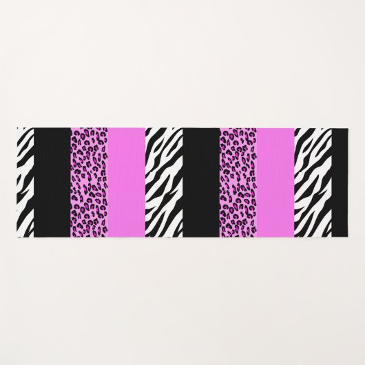 Leopardrucke, Zebra Print, Tierdruck, Rosa Yogamatte (Vorderseite (Horizontal))