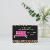 Leopardruckrosa Sofa für trendige Inneneinrichtung Visitenkarte (Stehend Vorderseite)