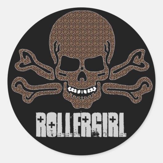 Leopardruckschädel und Kreuzknochen Runder Aufkleber (Vorderseite)