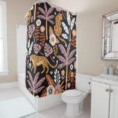 Leopards Palms Vintag Nahtlos Muster Duschvorhang (Beispiel)