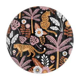 Leopards Palms Vintag Nahtlos Muster Schneidebrett