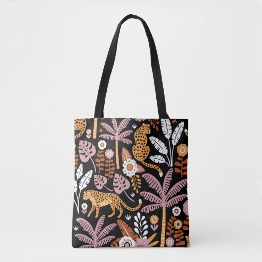 Leopards Palms Vintag Nahtlos Muster Tasche (Vorderseite)