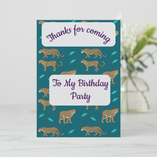 Leopards Thank you Card Einladung (Stehend Vorderseite)