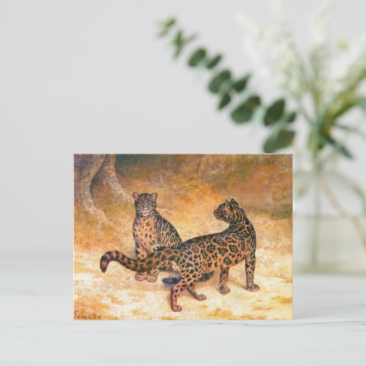 Leopards von Jacques-Laurent Agasse Postkarte (Stehend Vorderseite)