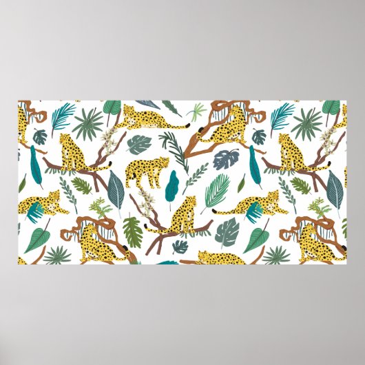 Leopards wild animals in jungle forest hand drawn  poster (Vorne)